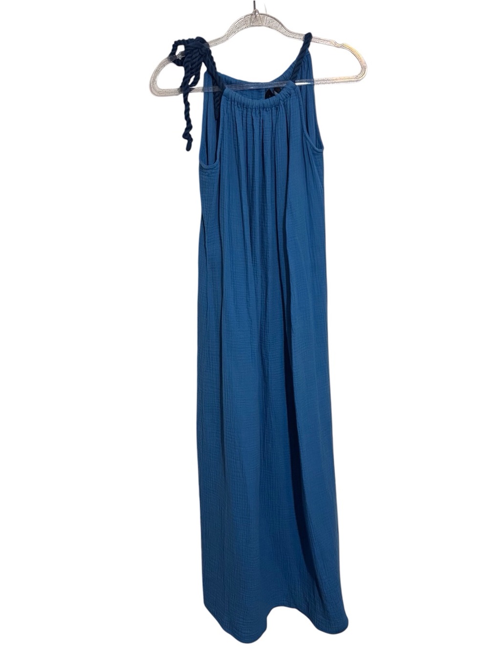 Hatch One Size Blue Gauze Sienna Maxi Dress Cotton Maternity Beach Boho